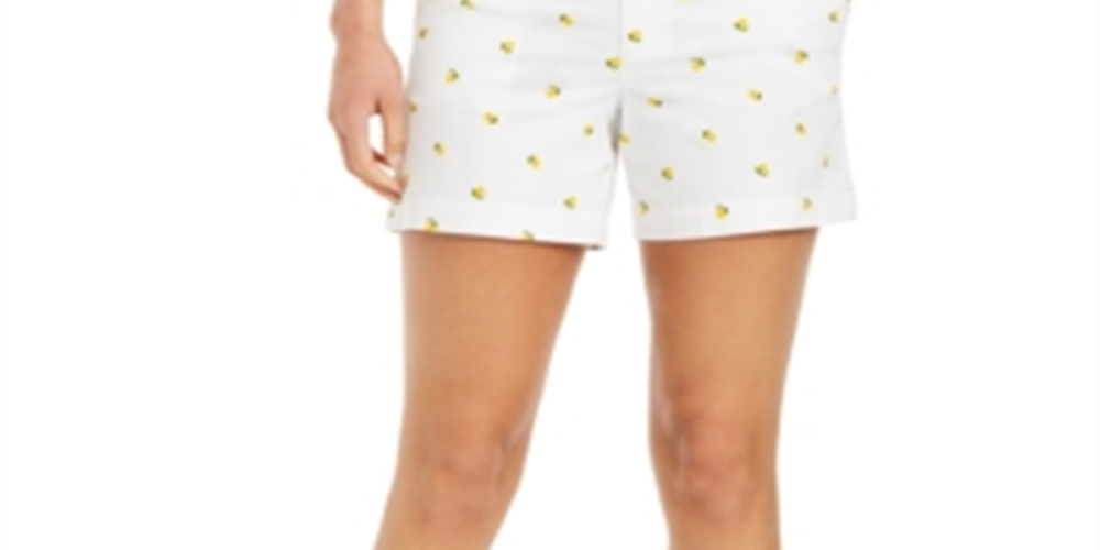 Style & Co Women's Lemon Print Shorts White Size 8
