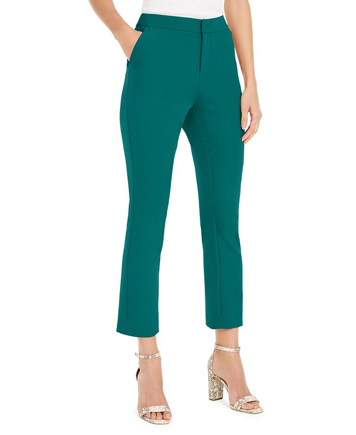 INC International Concepts Women's Zippered Ankle Straight Leg Wear to Work Pants Green Size 6