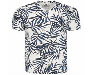 American Rag Men's Leaf Lines V Neck T-Shirt -Blue Size Medium