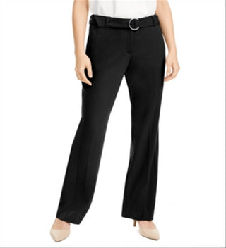 Alfani Women's Belted Straight Leg Pants Black Size 12