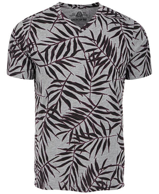 American Rag Men's Leaf Lines V Neck T-Shirt Gray Size Large