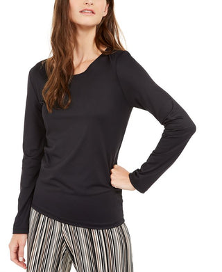 Alfani Women's Scoop Neck Solid Top Black Size XX-Large