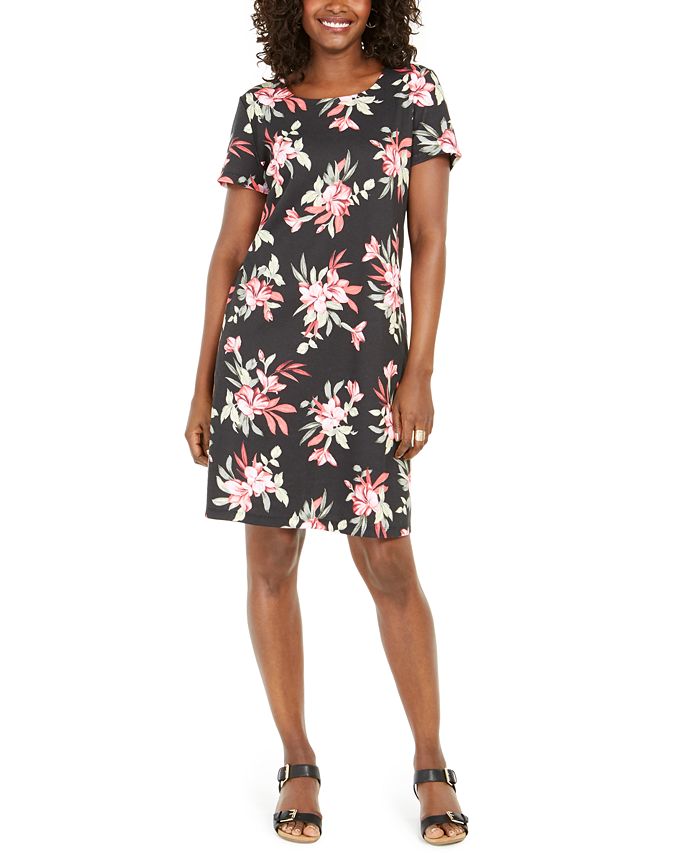 Karen Scott Women's Bali Bliss Printed Dress Black Size Small