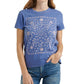 Lucky Brand Women's Short Sleeve Crew Neck Framed Bandana Tee Blue Size X-Small