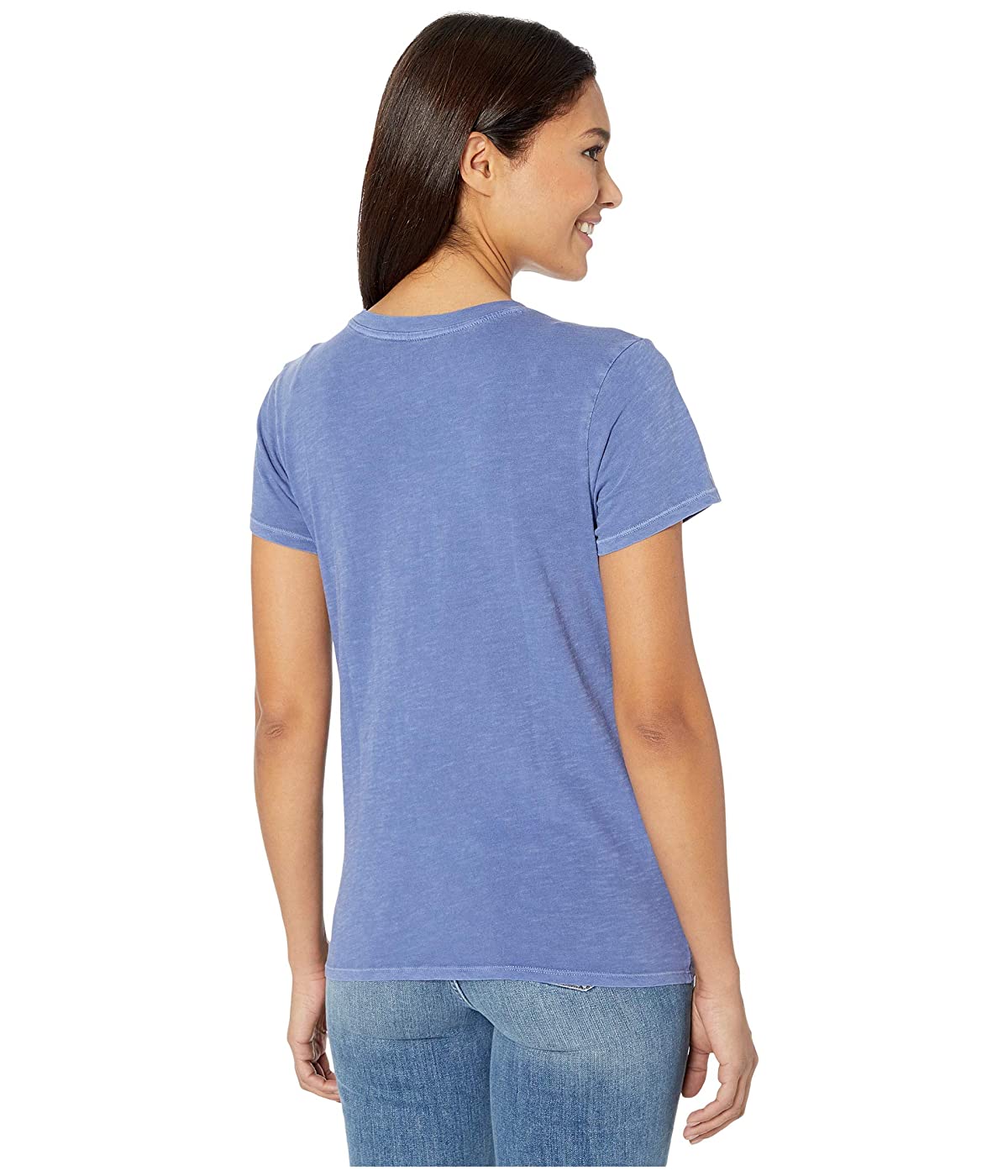 Lucky Brand Women's Short Sleeve Crew Neck Framed Bandana Tee Blue Size X-Small