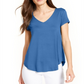 Alfani Women's Solid Short Sleeve V Neck Top Blue Size Small