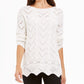 Style & Co Women's Pointelle Knit Scalloped Hem Sweater White Size XX-Large