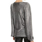 INC International Concepts Women's Long Sleeve Crew Neck Party Top Silver Size Medium