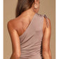 Free People Women's Blouse One-Shoulder Ruched Purple Size M