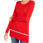 INC International Concepts Women's Asymmetrical Embellished Tunic Red Size X-Small