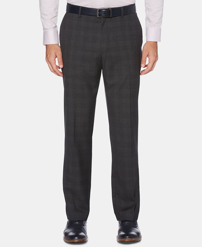 Perry Ellis Men's Wool Blend Plaid Dress Pants Grey Size 32X32