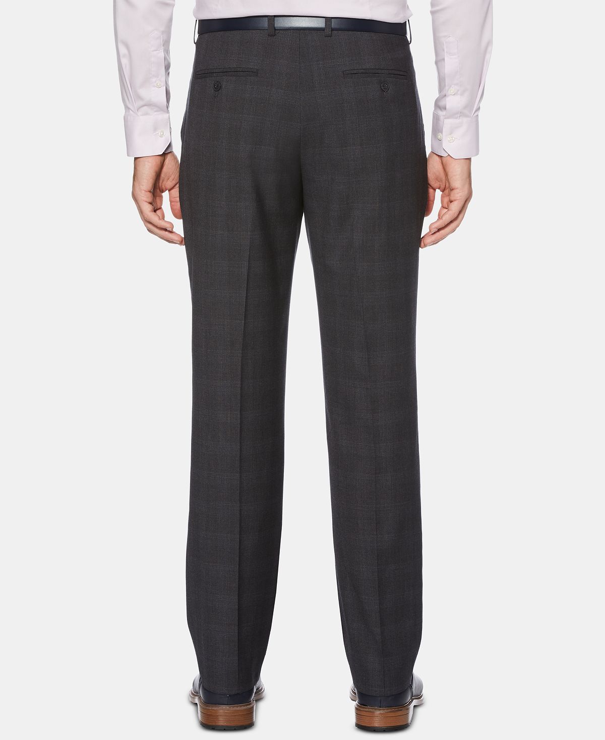 Perry Ellis Men's Wool Blend Plaid Dress Pants Grey Size 32X32