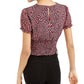 Bar III Women's Smocked Printed Top Red Size X-Large