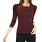 Bar III Women's Mesh Trim Puff Sleeve Top Red Size X-Small