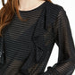 Bar III Women's Ruffled Metallic Dot Blouson Sleeve Top Black Size 2XS