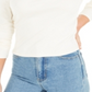 Bar III Women's Long Sleeve Asymmetrical Neckline Top White Size Large
