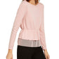 INC International Concepts Women's Tulle Peplum Top Pink Size X-Small