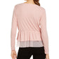 INC International Concepts Women's Tulle Peplum Top Pink Size X-Small