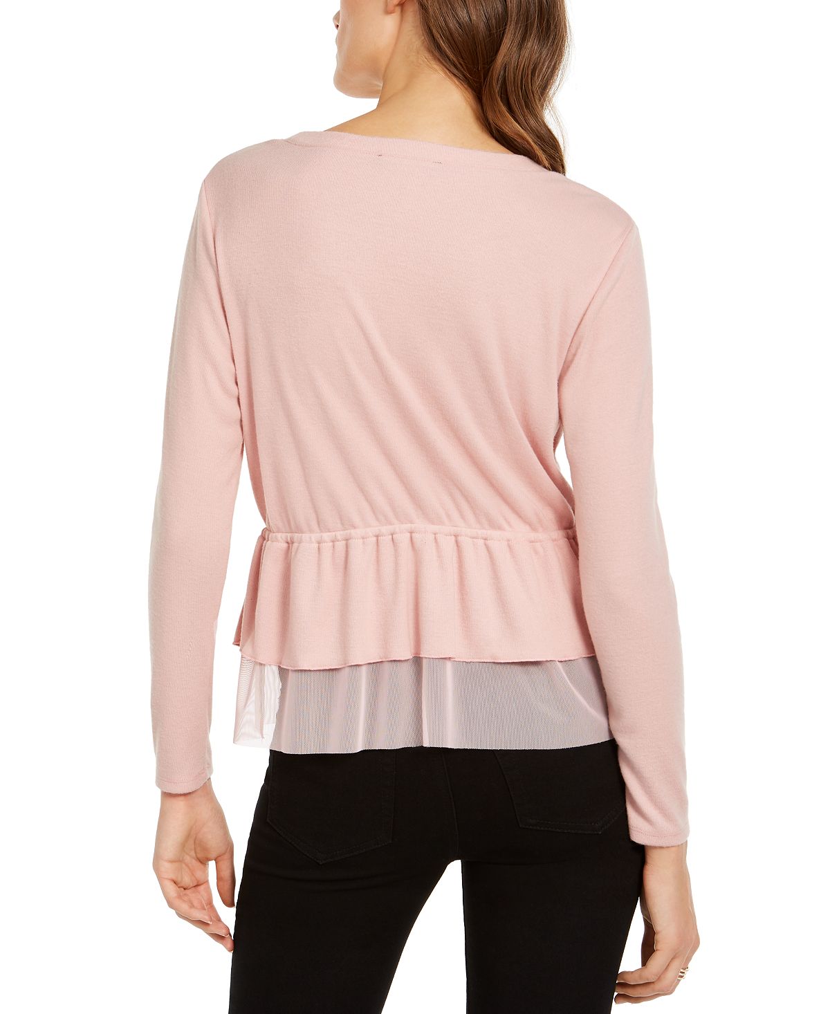 INC International Concepts Women's Tulle Peplum Top Pink Size X-Small