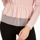 INC International Concepts Women's Tulle Peplum Top Pink Size X-Small
