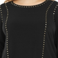 Calvin Klein Women's Crew Neck with Stud Detail Top Black Size 0X