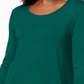 JM Collection Women's 3/4 Sleeve Solid Top Green Size Petite Small