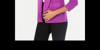 Alfani Women's Open Knit Linen Blend Cardigan Purple Size XX-Large