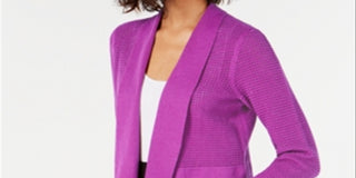 Alfani Women's Open Knit Linen Blend Cardigan Purple Size XX-Large