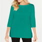 Karen Scott Women's Cotton Boat Neck 3/4 Sleeve Knit Top Green Size XX-Large