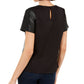INC International Concepts Women's Faux Leather T-Shirt Black Size Small
