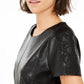 INC International Concepts Women's Faux Leather T-Shirt Black Size Small
