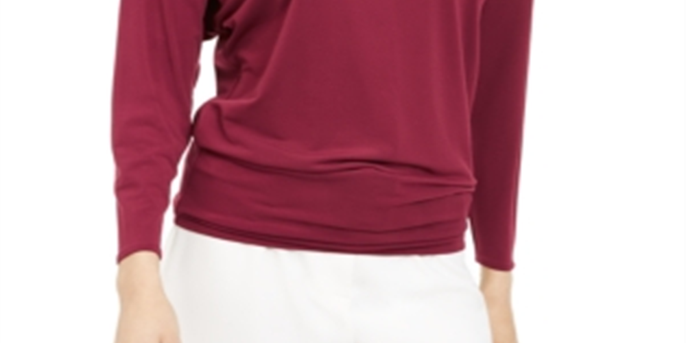 Alfani Women's Boat Neck Dolman Sleeve Top Red Size Large