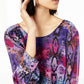 Bar III Women's Printed Long Sleeve Jewel Neck Blouse Purple Size X-Small