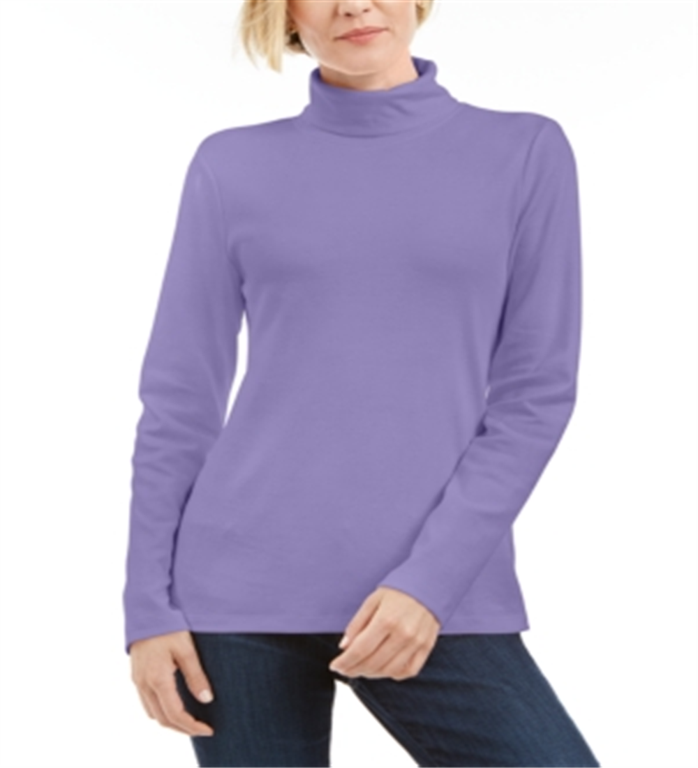 Karen Scott Women's Cotton Turtleneck Top Purple Size Petite X-Large