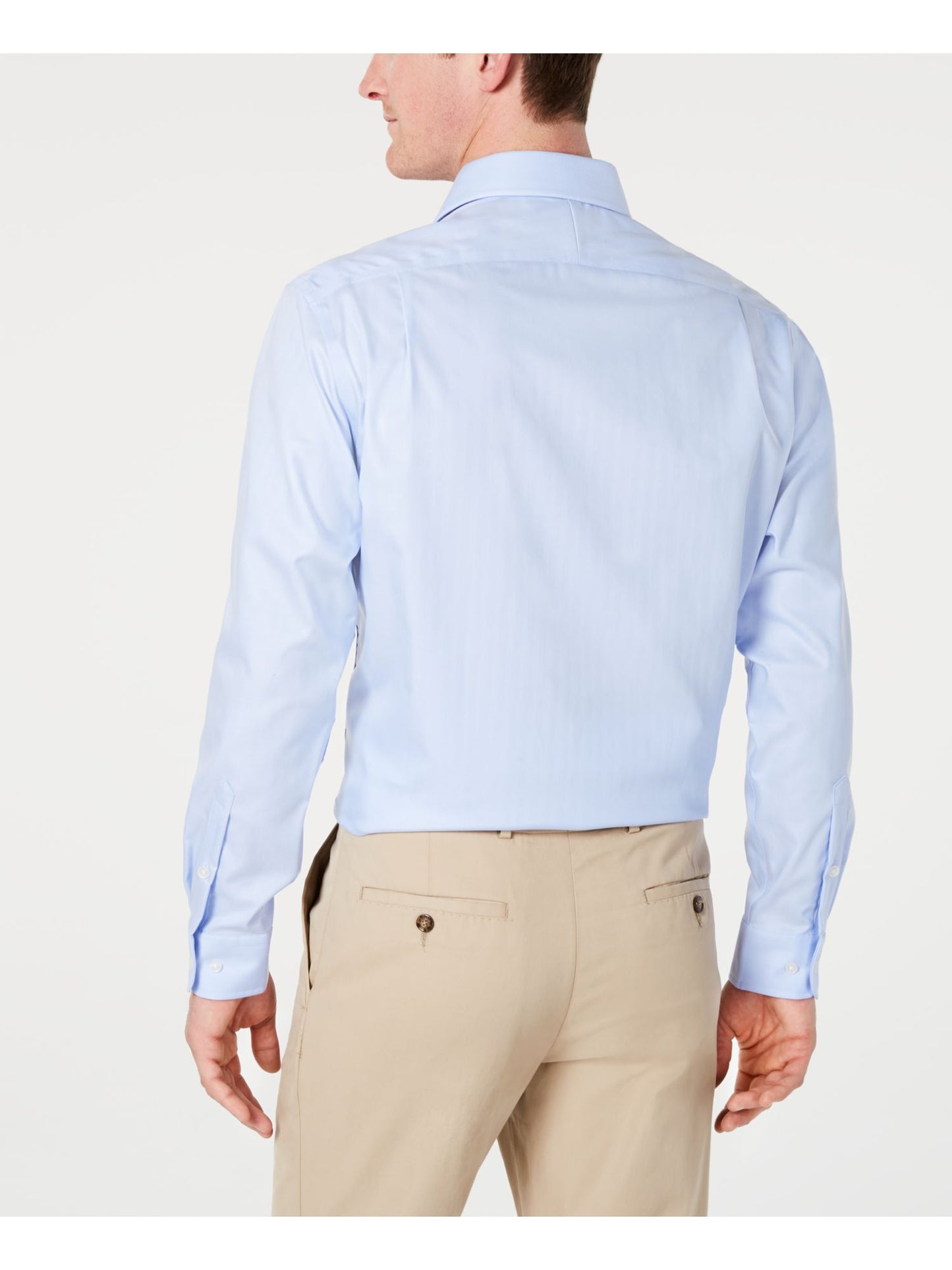 Tasso Elba Men's Collared Classic Fit Non Iron Dress Shirt Blue Size 32X33