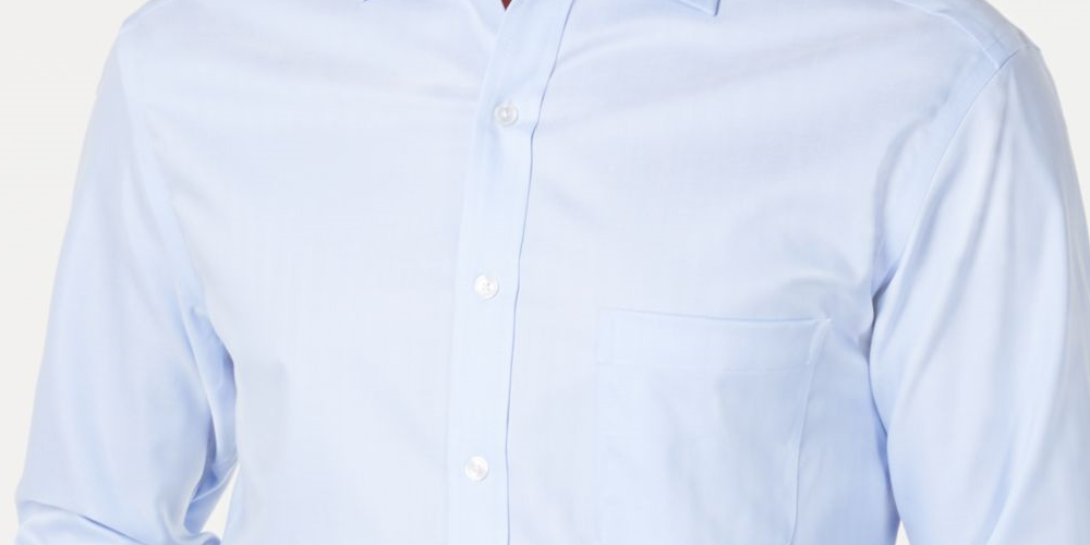 Tasso Elba Men's Collared Classic Fit Non Iron Dress Shirt Blue Size 32X33