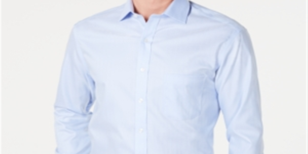 Tasso Elba Men's Collared Classic Fit Non Iron Dress Shirt Blue Size 32X33