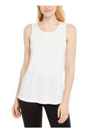 Ideology Women's Sleeveless Scoop Neck Top White Size Medium