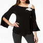 Alfani Women's One Shoulder Applique Top Black Size Petite L