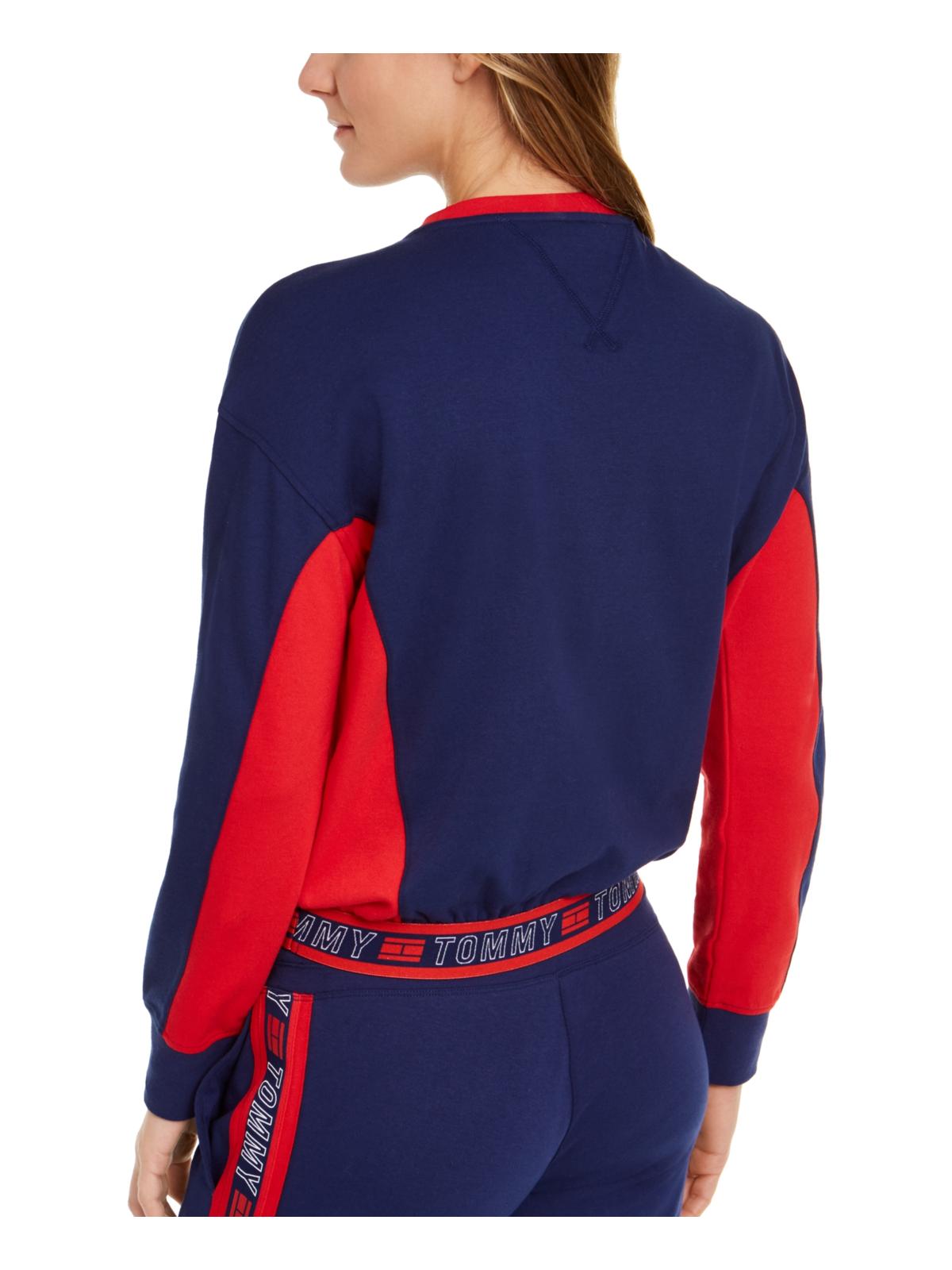 Tommy Hilfiger Women's Neck with Taping Cotton Jimmy Jazz Cropped Crew Top Blue Size Medium