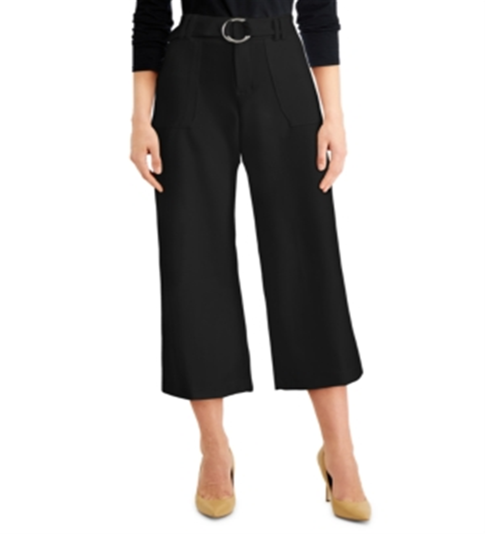 INC International Concepts Women's Belted Utility Culotte Pants Black Size 6