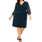 INC International Concepts Women's Shadow Floral Wrap Dress Blue Size 1X