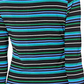 Vince Camuto Women's 3/4 Sleeve Landscape Stripe Boat Neck Top Black Size Medium