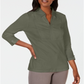 Karen Scott Women's Cotton Eyelet Yoke Top Green Size Medium