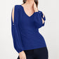 INC International Concepts Women's Split Sleeve Rhinestone Button Top Blue Size XX-Large