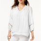 Style & Co Women's Lace Yoke Handkerchief Hem Top White Size Large