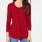 INC International Concepts Women's Ribbed Long Sleeve T-Shirt Red Size X-Large