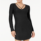 Planet Gold Junior's Strap Detailed Soft Bodycon Dress Black Size Large