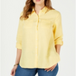 Charter Club Women's Linen Button Front Shirt Yellow Size Petite