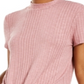 Pink Rose Junior's Mock Neck Tie Front Ribbed Top Pink Size Large